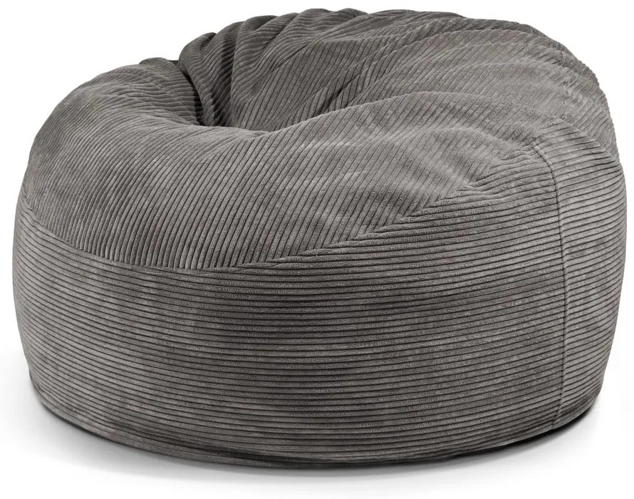 Fotoliu bean bag gri închis cu tapițerie din catifea reiată Om 110 – SLOWDOWN