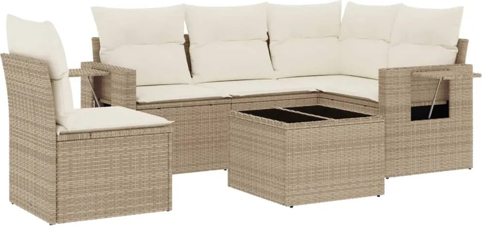 vidaXL Set canapele de grădină cu perne, 6 piese, bej, poliratan