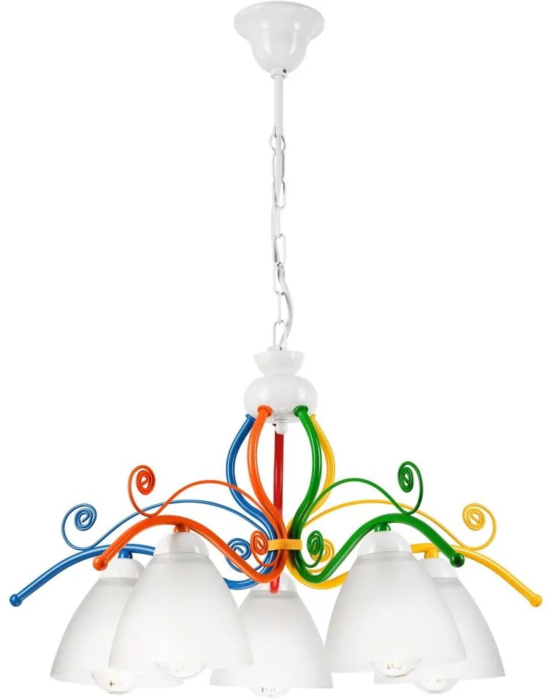 Lustră pe lanț RETRO 5xE27/60W/230V alb/colorat