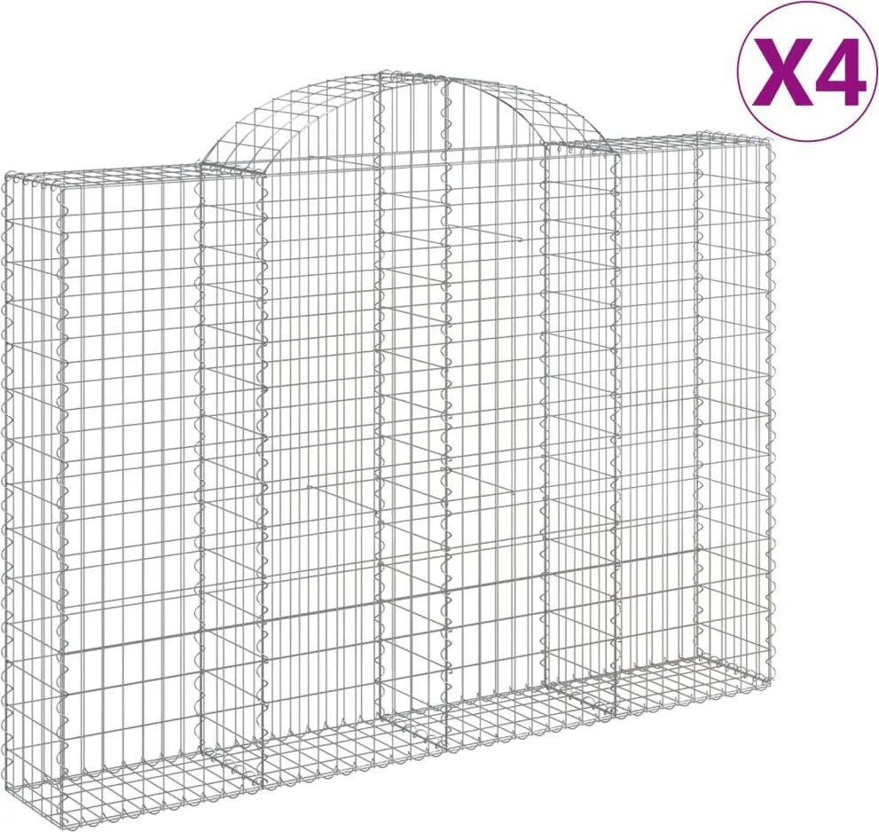vidaXL Coșuri gabion arcuite 4 buc, 200x30x140/160cm, fier galvanizat