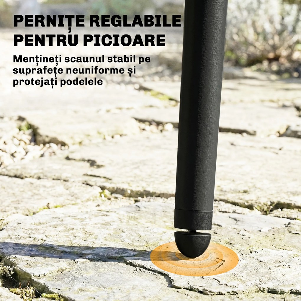 Outsunny Scaune de Dining pentru Exterior Set de 4, Scaune de Grădină cu Spatar Fisurat, Negru | Aosom Romania