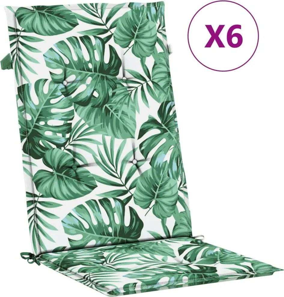 vidaXL Perne de scaun spătar înalt, 6 buc., model frunze, textil