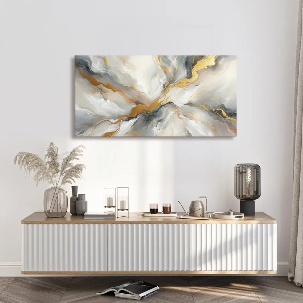 Tablou abstract energie aurie