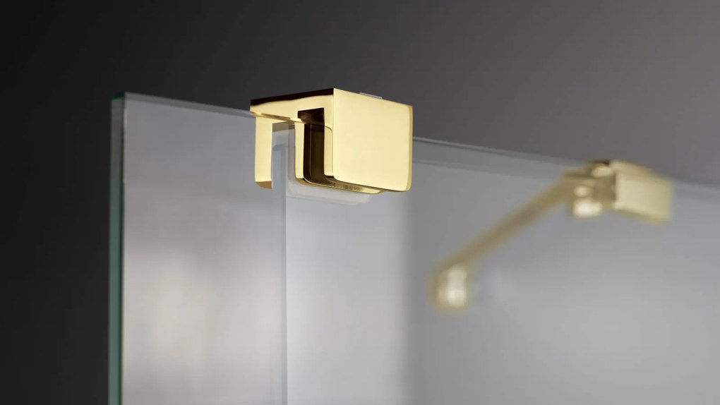 Paravan dus sticla auriu lucios securizata walk-in cu usa glisanta, 140x195 cm, Deante Prizma Auriu lucios, 1400x1950 mm