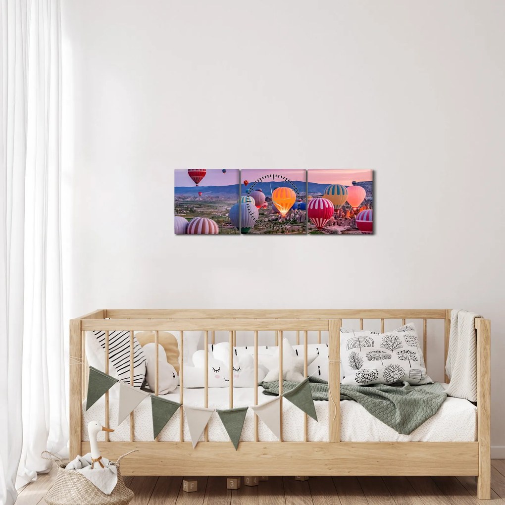 Tablou - Baloane cu aer cald (cu ceas) (90x30 cm)