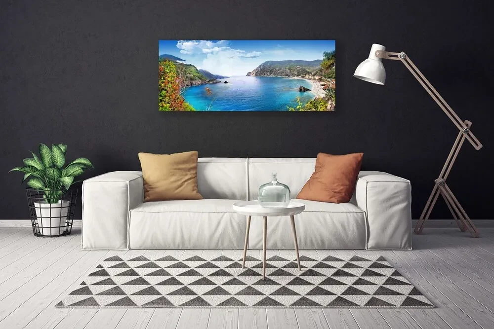 Tablou pe panza canvas Bay Peisaj Gri Maro Verde Albastru