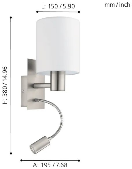 Eglo 96477 - Lampă LED flexibilă PASTERI 1xE27/40W+LED/3,8W albă