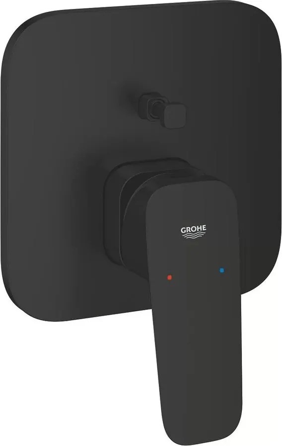 Baterie cada-dus incastrata Grohe Cubeo negru mat fara corp ingropat