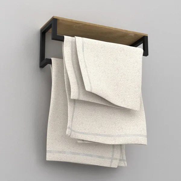 Suport de prosoape de perete cu raft 14x40 cm negru