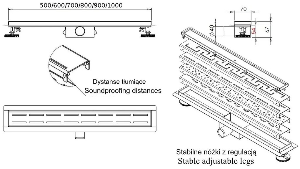 Set rigola pentru dus cu capac Greek - 100 cm BF25