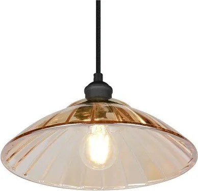 Lustră neagră/chihlimbar din metal cu abajur din sticlă ø 29,5 cm Eluna – Reality