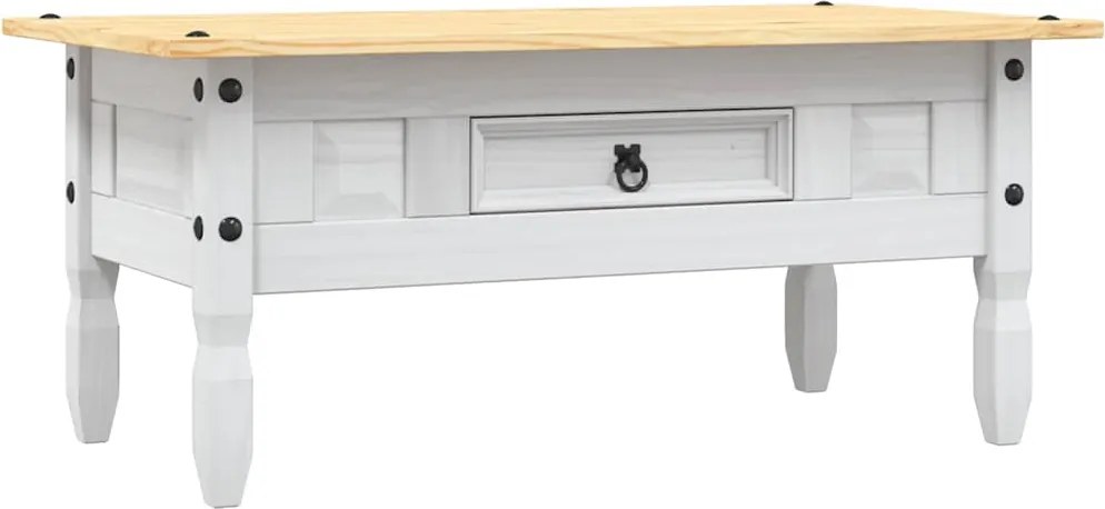 vidaXL Masă de cafea, alb, 100 x 55 x 44 cm, pin mexican, gama Corona