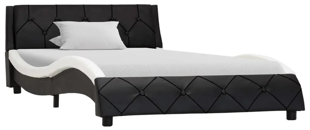 285648 vidaXL Cadru de pat, negru și alb, 90 x 200 cm, piele ecologică