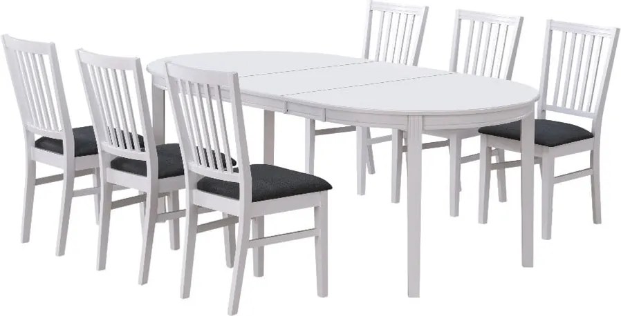 Scaun de dining din lemn de cauciuc cu șezut gri Rowico Wittaskar, alb