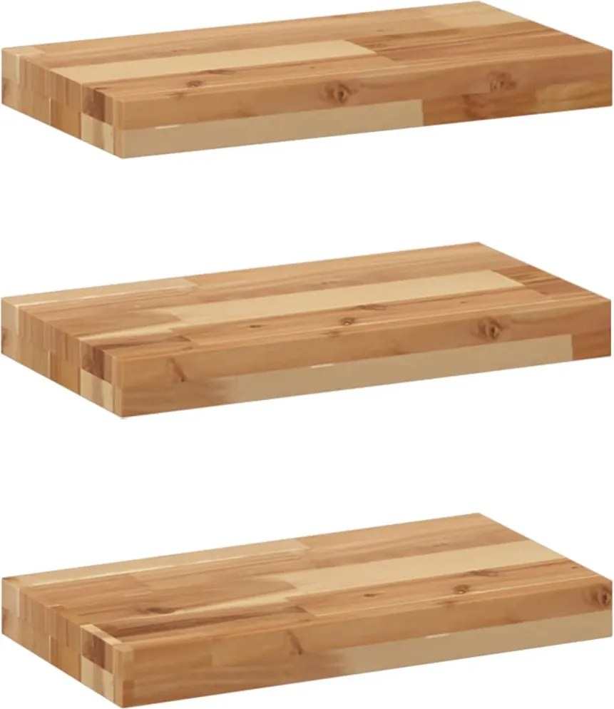 vidaXL Rafturi suspendate 3 buc. 60x20x4 cm lemn masiv acacia netratat