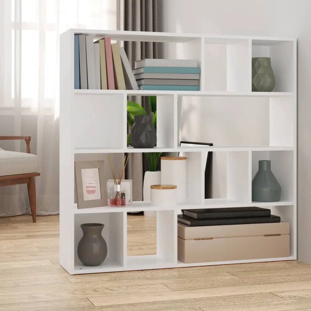 823245 vidaXL Bibliotecă/Separator cameră, alb, 105x24x102 cm