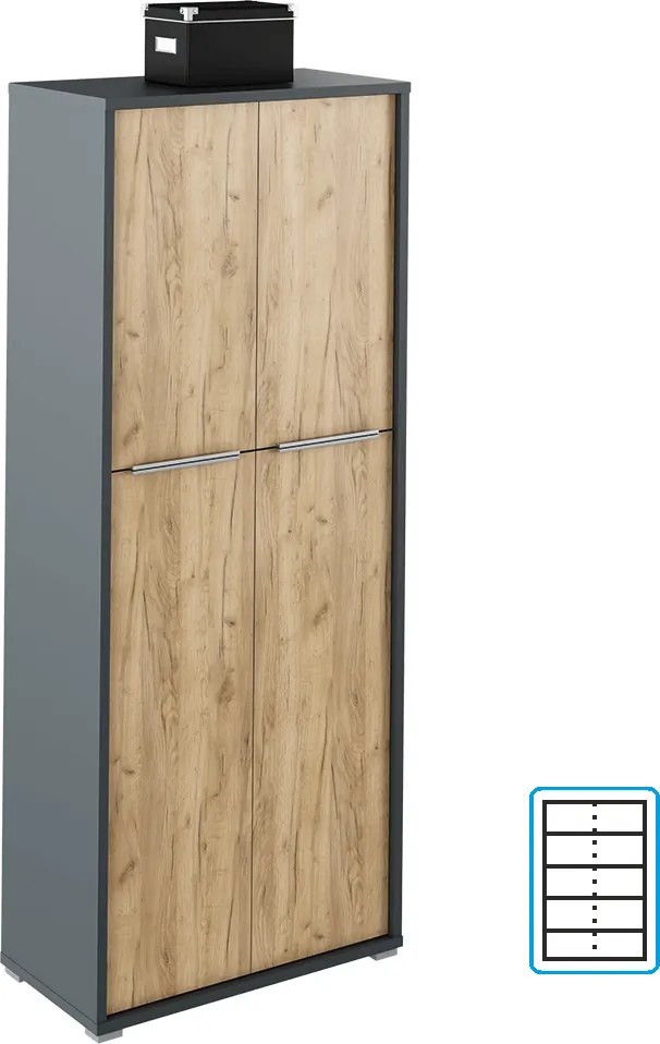 Dulap cu poliţe, grafit / stejar artizanal, RIOMA NEW TYP 07