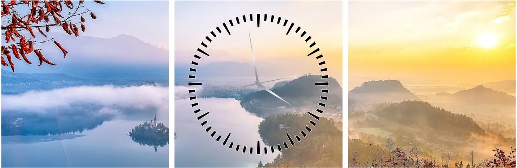 Tablou - Lacul Bled (cu ceas) (90x30 cm)
