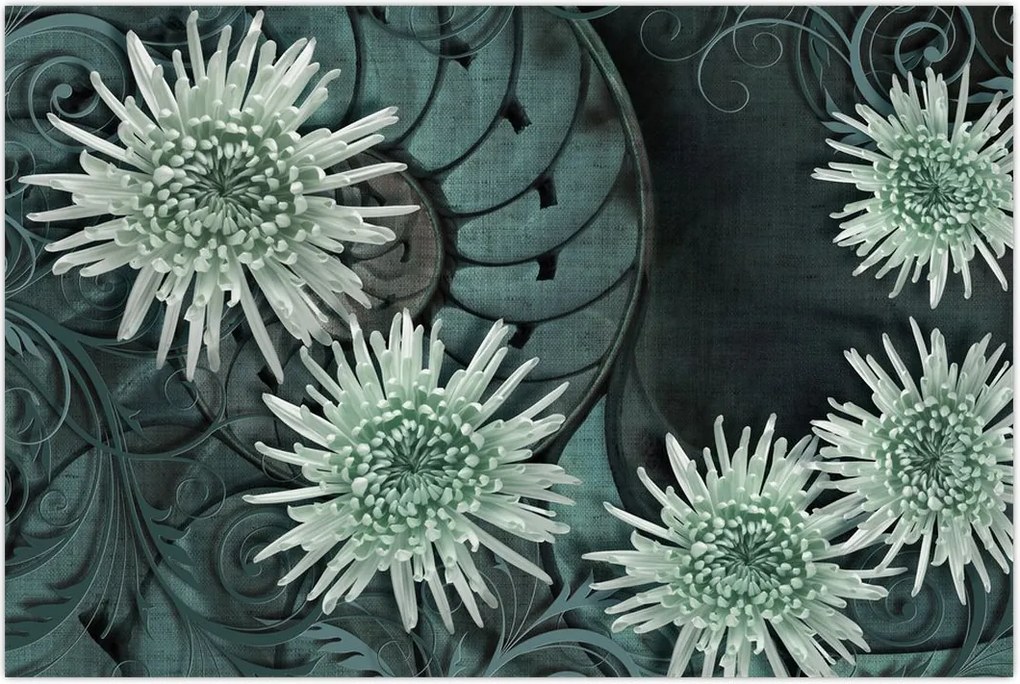 Tablou - Flori verzi (90x60 cm)