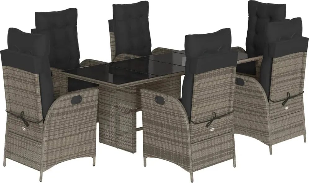 vidaXL Set mobilier de grădină cu perne, 7 piese, gri, poliratan