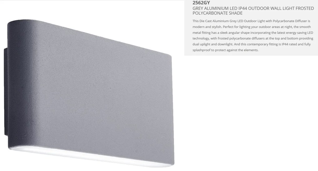 Aplica perete LED de exterior IP44 Up and Down 2562GY SRT