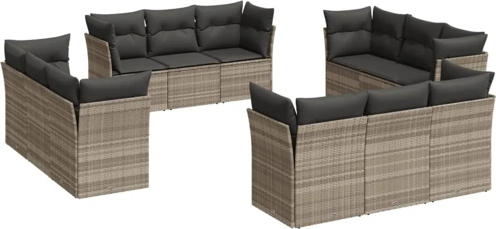 vidaXL Set canapele de grădină cu perne, 12piese gri deschis poliratan