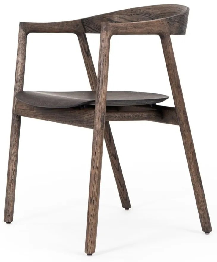 Scaun de dining maro din lemn de stejar Muna – Gazzda