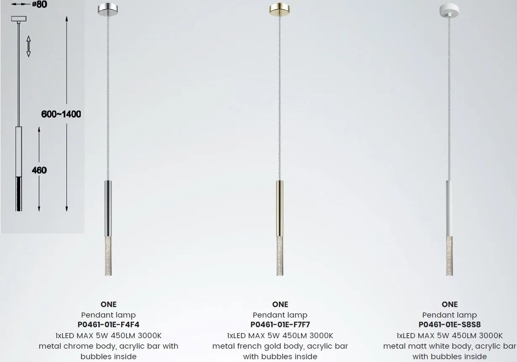 Pendul LED design minimalist One, alb P0461-01E-S8S8 ZL