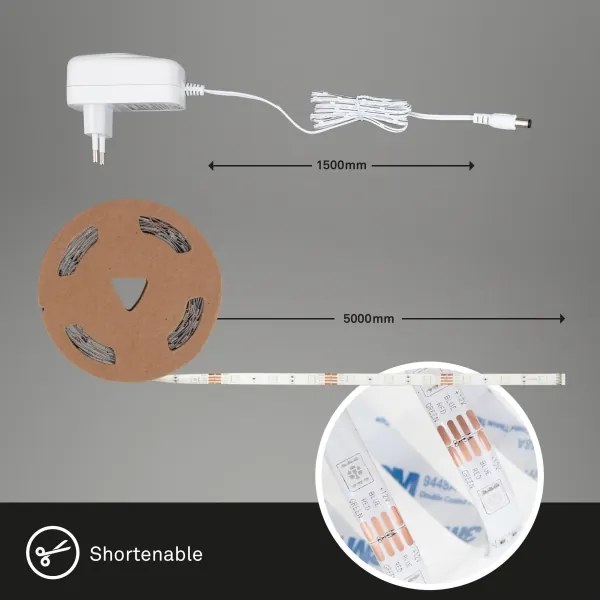 Bandă LED RGBW dimabilă 6,5m LED/15W/230V Wi-Fi Tuya Brilo + telecomandă