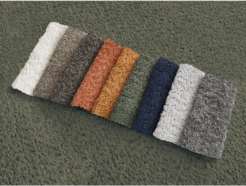 Colțar verde cu tapițerie din țesătură bouclé (cu colț pe partea dreaptă/cu șezlong) Azra – Bobochic Paris