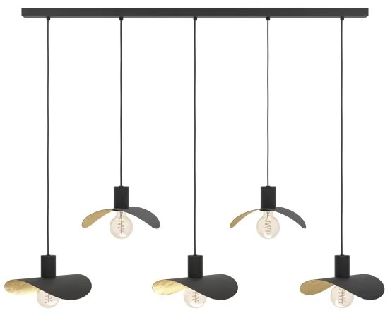 Lustră pe cablu Eglo 390396 SACEDA 5xE27/40W/230V negru/auriu
