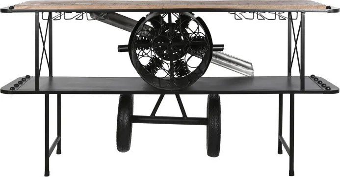 Consolă tip bar din metal și lemn, negru, "Airplane"