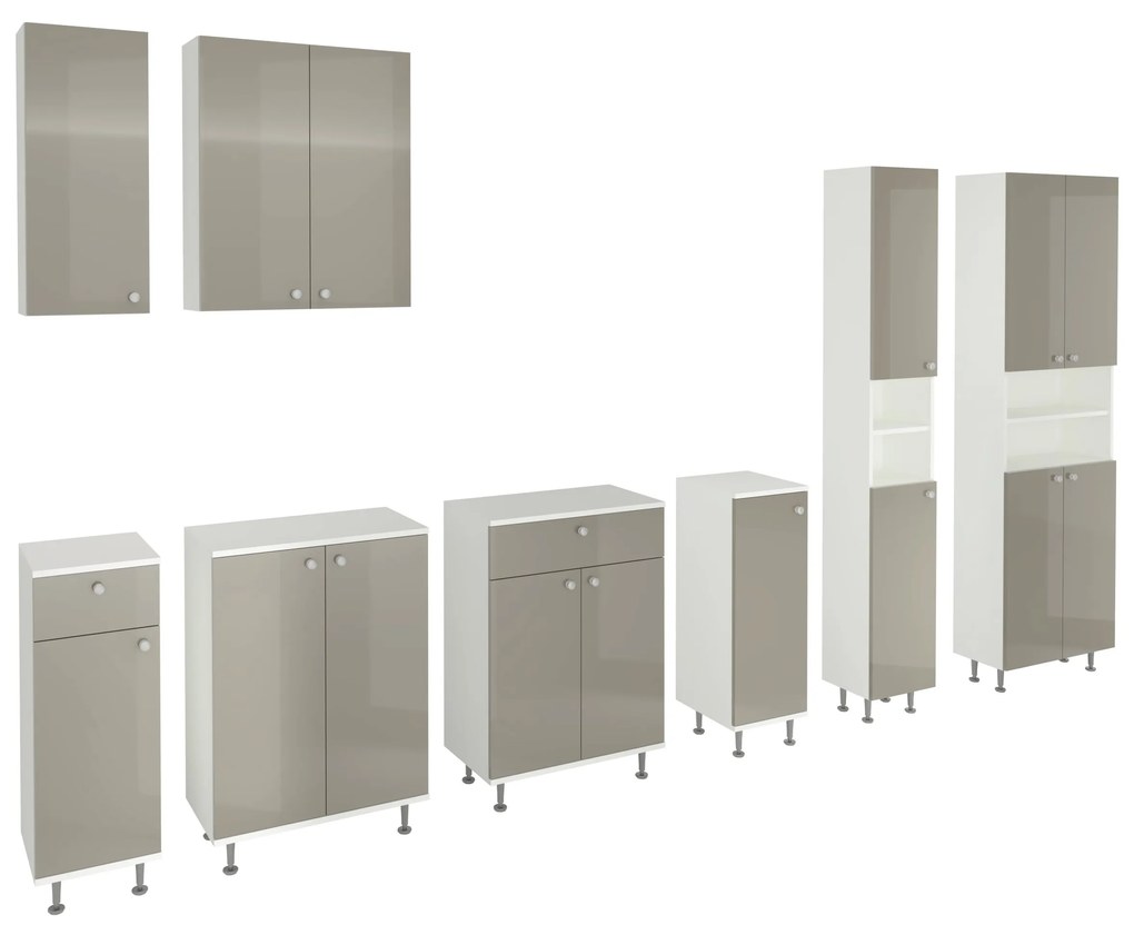 Soldat Baie Zaria, 4 Usi, Gri Lucios/Alb, MDF, L 60 x l 27 x H 190 cm