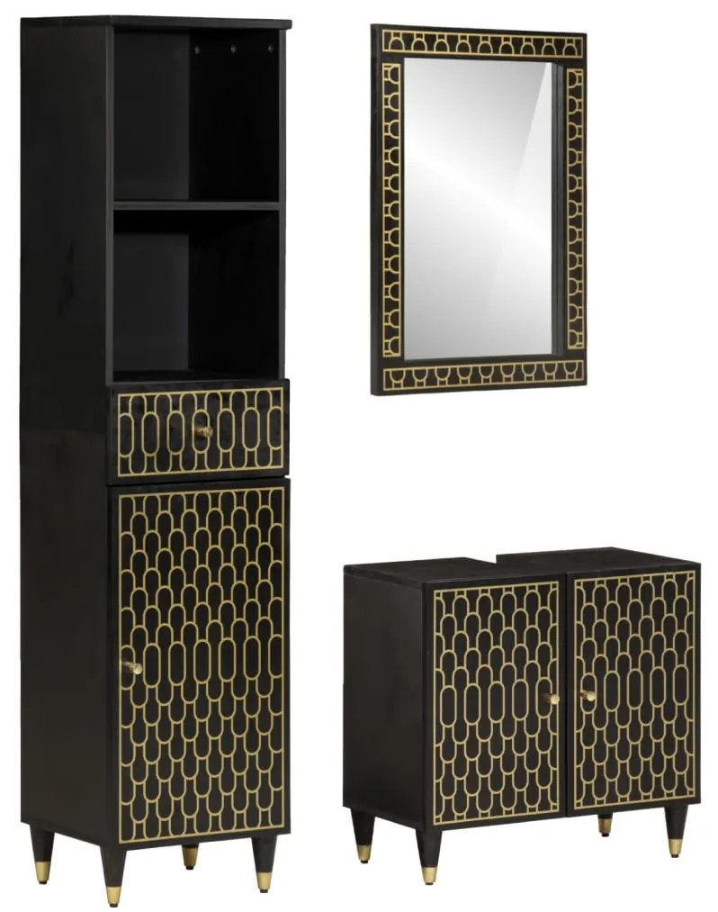 vidaXL Set mobilier de baie, 3 piese, lemn masiv de mango