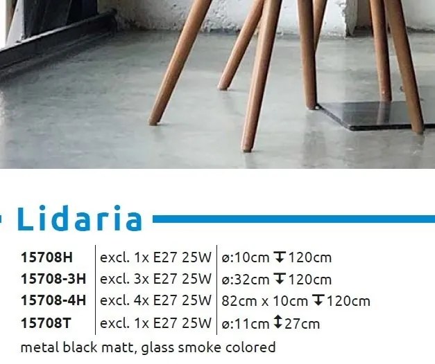 Pendul design modern LIDARIA negru/fumuriu