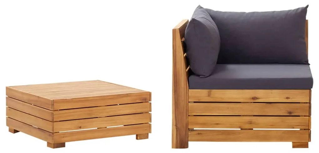 vidaXL Set mobilier grădină cu perne, 2 piese, lemn masiv de acacia