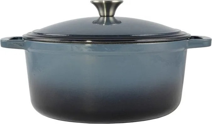 Oală fontă emailată cu capac Perfect Home 15720, 28 cm, 6.5 L, albastră