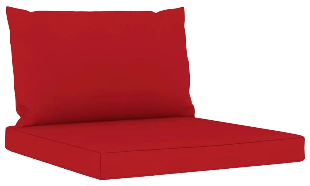 Set mobilier de gradina cu perne rosii, 8 piese Rosu, 3x colt + 3x mijloc + suport pentru picioare + masa, 1