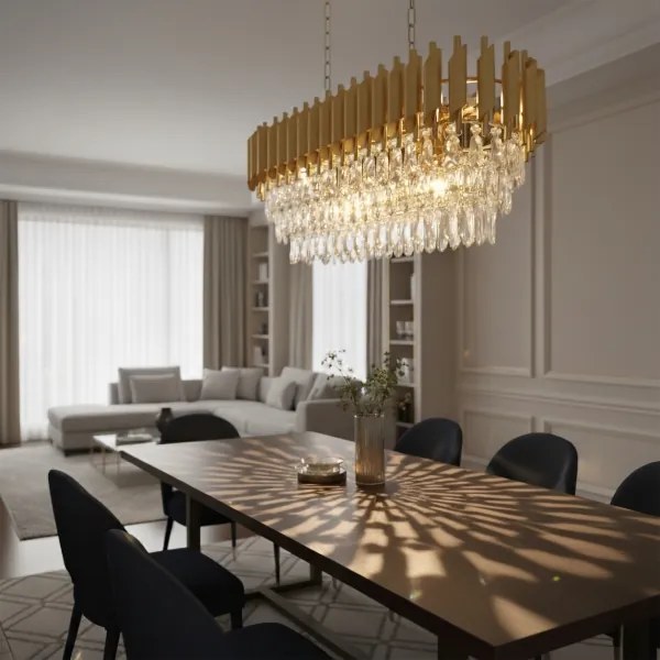 Brilagi - Candelabru pe lanț ECLIPSE, 10x E14/10W/230V, 78x28 cm, auriu