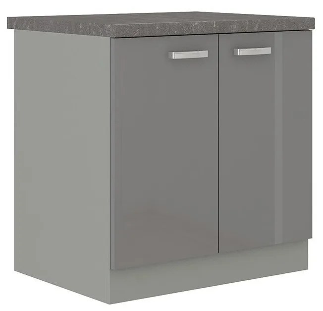 Dulap inferior de bucătăriea 80 D 2F BB Multi (Gri + Gri lucios). 1070025