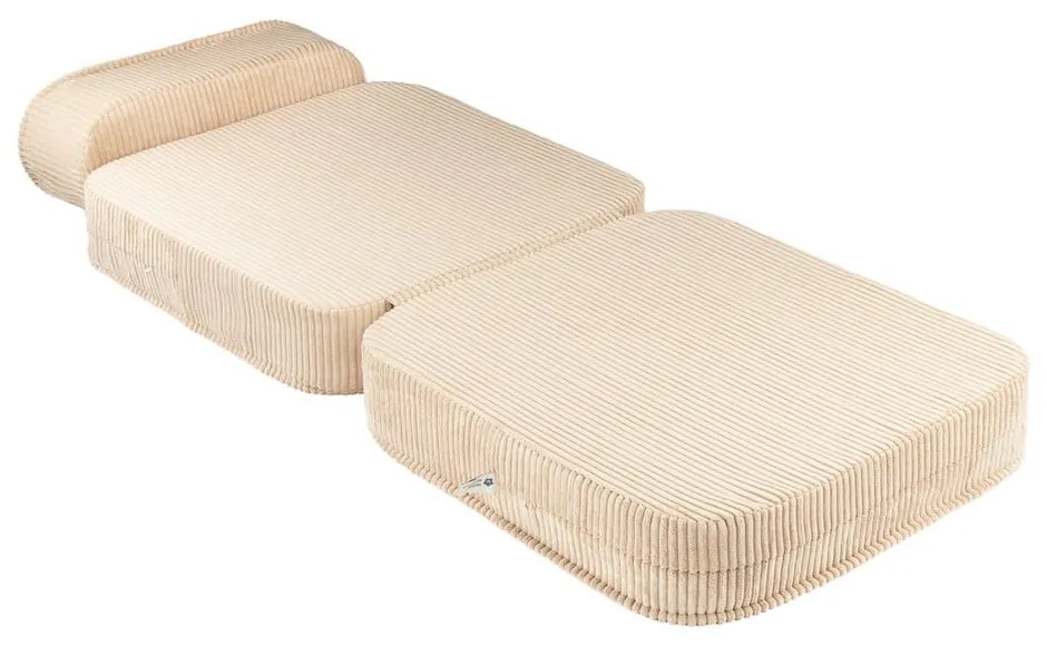 Fotoliu de copii maro deschis cu tapițerie din catifea reiată Flip – Wigiwama