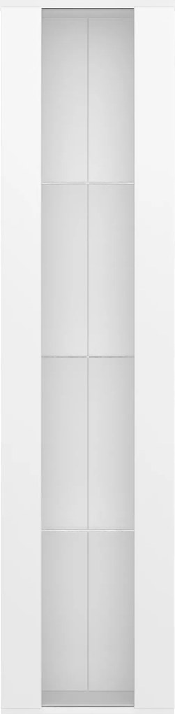 Vitrină multifuncțională cu perete despărțitor din sticlă, lumină LED cu schimbare de culoare, 40x29x170 cm, Alb