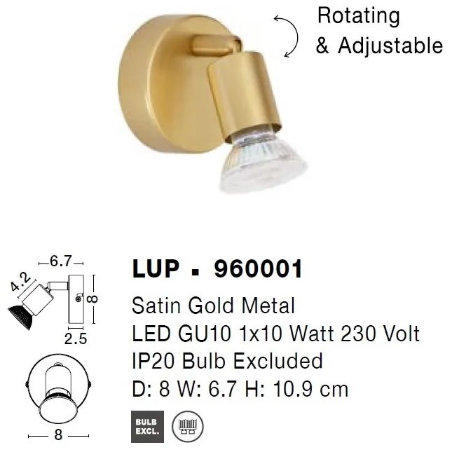 Aplica cu spot design minimalist LUP aurie