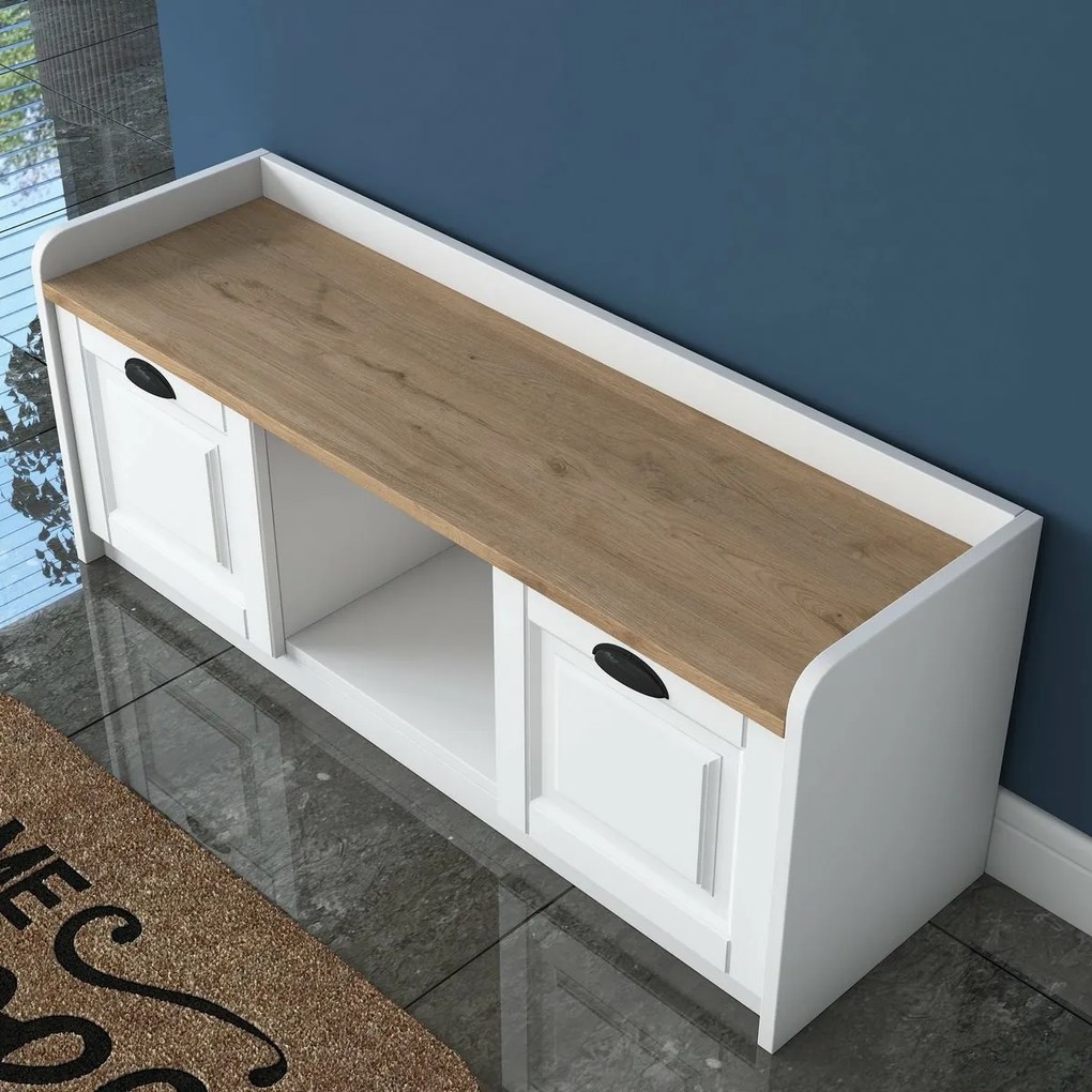 Dulap pentru pantofi Pilo White and Walnut
