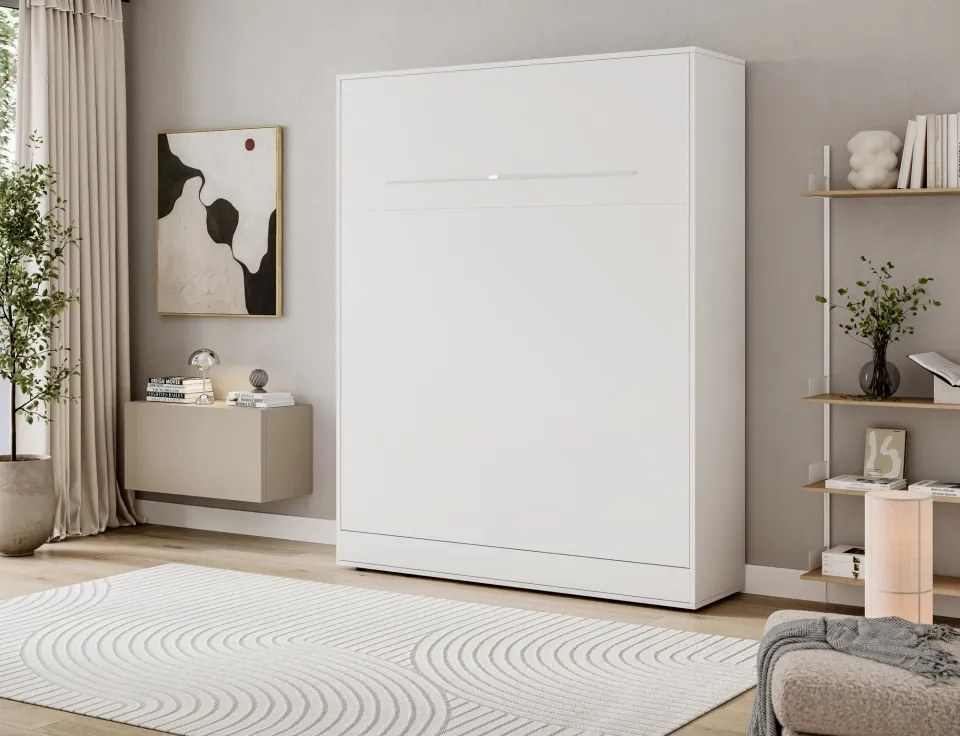 Pat rabatabil Devesto Vertical Wall 160 alb, 160x200 cm – Alb