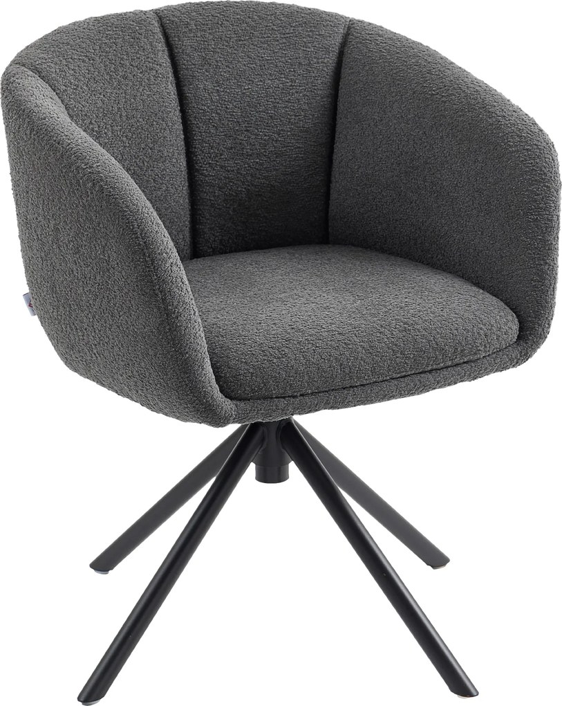 HOMCOM Fotoliu, scaun tapițat cu coajă de șezut confortabilă, rotativ, tapițerie plăcută, până la 120 kg, Gri închis | Aosom Romania