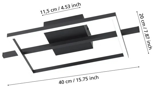 Plafonieră LED dimabilă Eglo 901115 AMANDOLO LED/17W/230V negru + telecomandă