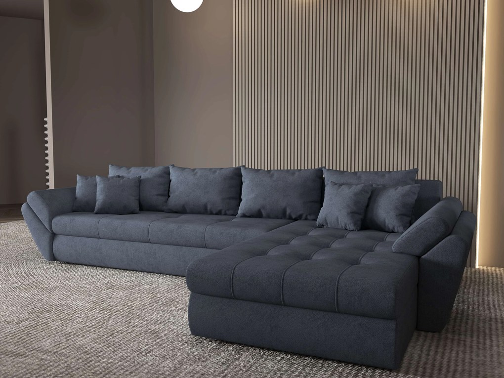 Colțar extensibil dumonde cu ladă de depozitare si sezut confortabil din spuma high-density, Loana XL Enjoy Antracit II 335x185 cm