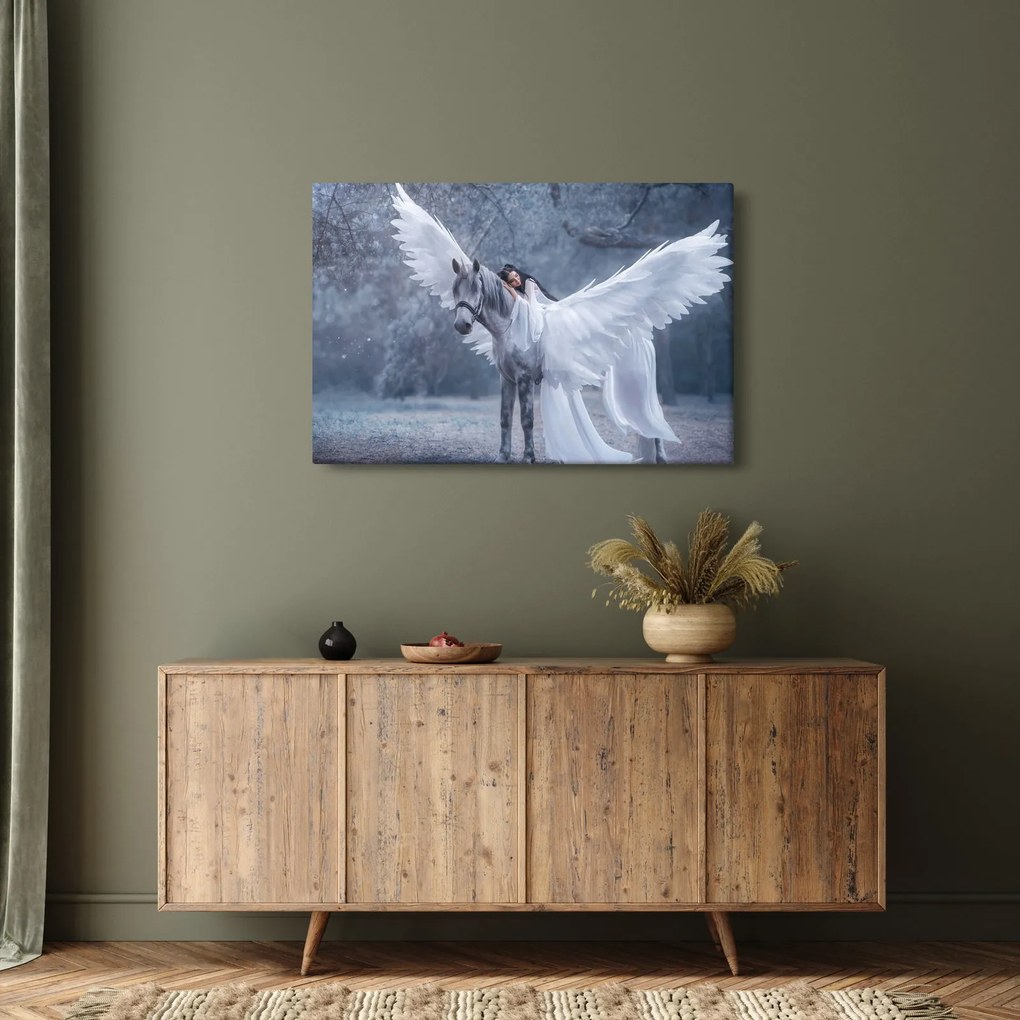 Tablou - Fata și unicorn (90x60 cm)