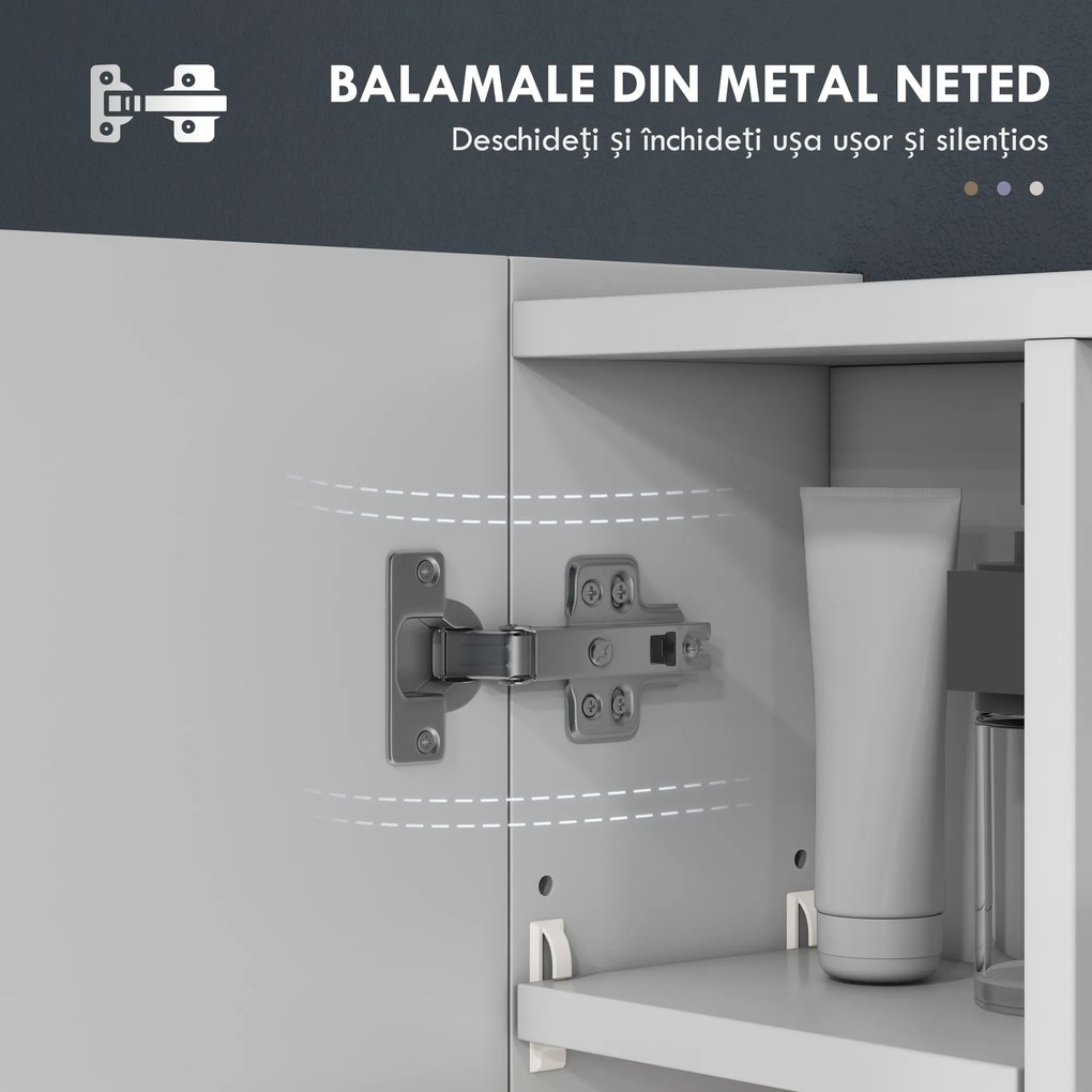 kleankin Dulap de Baie Montat pe Perete cu Oglindă și Rafturi Reglabile, Alb | Aosom Romania